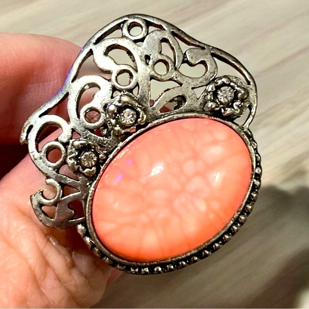 Costume Large Pink Colored Ring Adjustable